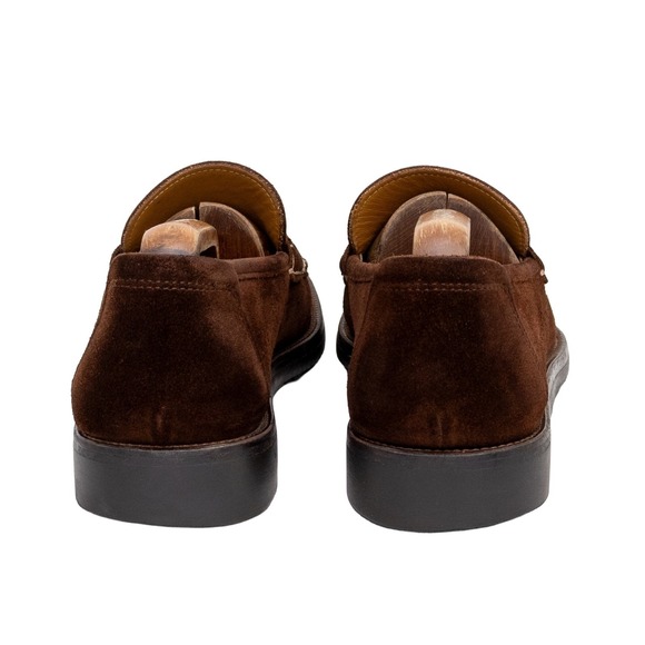$849.00! Salvatore Ferragamo Gancini Logo Suede Loafers Brown Men\'s US 8.5 D main image 6
